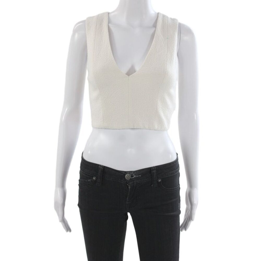 Alice + Olivia Womens Cropped V-Neck Sleeveless White Top Size 0